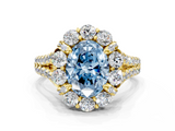 Yellow gold Fancy Blue Oval  Halo Split Shank Diamond Engagement Ring with Pave Band and Four-Prong Setting_53