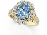 Yellow gold Fancy Blue Oval  Halo Split Shank Diamond Engagement Ring with Pave Band and Four-Prong Setting_54