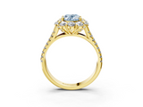 Yellow gold Fancy Blue Oval  Halo Split Shank Diamond Engagement Ring with Pave Band and Four-Prong Setting_56