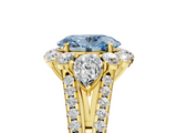 Yellow gold Fancy Blue Oval  Halo Split Shank Diamond Engagement Ring with Prong Setting_26