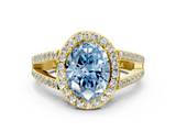 Yellow gold Fancy Blue Oval  Halo Split Shank Diamond Ring with Four-Prong Setting_32