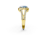 Yellow gold Fancy Blue Oval  Halo Split Shank Diamond Ring with Four-Prong Setting_34