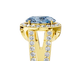 Yellow gold Fancy Blue Oval  Halo Split Shank Diamond Ring with Four-Prong Setting_37