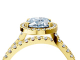 Yellow gold Fancy Blue Oval  Halo Split Shank Diamond Ring with Pavé Setting_30