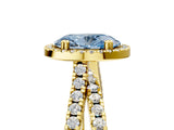 Yellow gold Fancy Blue Oval  Halo Split Shank Diamond Ring with Pavé Setting_31