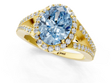 Yellow gold Fancy Blue Oval  Halo Split Shank Diamond Ring with Prong Setting_21