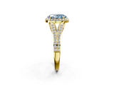 Yellow gold Fancy Blue Oval  Halo Split Shank Diamond Ring with Prong Setting_22
