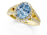 Yellow gold Fancy Blue Oval  Halo Split Shank Pave Diamond Ring with Four-Prong Setting_50