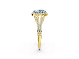 Yellow gold Fancy Blue Oval  Halo Split Shank Pave Diamond Ring with Four-Prong Setting_51