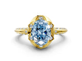 Yellow gold Fancy Blue Oval  Halo Split Shank Pave Diamond Ring with Petal Prong Setting_19