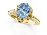 Yellow gold Fancy Blue Oval  Halo Split Shank Pave Diamond Ring with Petal Prong Setting_20