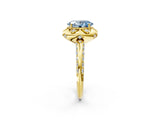 Yellow gold Fancy Blue Oval  Halo Split Shank Pave Diamond Ring with Petal Prong Setting_21