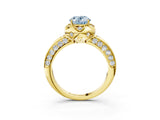 Yellow gold Fancy Blue Oval  Halo Split Shank Pave Diamond Ring with Petal Prong Setting_22