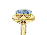 Yellow gold Fancy Blue Oval  Halo Split Shank Pave Diamond Ring with Petal Prong Setting_24