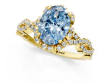 Yellow gold Fancy Blue Oval  Halo Twist Band Solitaire Ring with Six-Prong Setting_33