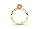 Yellow gold Fancy Blue Oval  Halo Twist Band Solitaire Ring with Six-Prong Setting_35