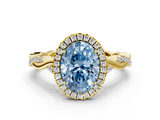 Yellow gold Fancy Blue Oval  Halo Twist Band Solitaire Ring_20