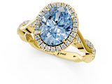 Yellow gold Fancy Blue Oval  Halo Twist Band Solitaire Ring_21