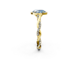 Yellow gold Fancy Blue Oval  Halo Twist Band Solitaire Ring_22