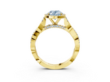 Yellow gold Fancy Blue Oval  Halo Twist Band Solitaire Ring_23