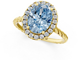 Yellow gold Fancy Blue Oval  Halo Twisted Band Four-Prong Diamond Ring_21