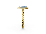 Yellow gold Fancy Blue Oval  Halo Twisted Band Four-Prong Diamond Ring_22