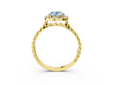 Yellow gold Fancy Blue Oval  Halo Twisted Band Four-Prong Diamond Ring_23