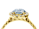 Yellow gold Fancy Blue Oval  Halo Twisted Band Four-Prong Diamond Ring_24