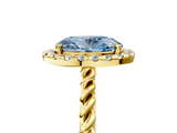 Yellow gold Fancy Blue Oval  Halo Twisted Band Four-Prong Diamond Ring_25