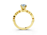 Yellow gold Fancy Blue Oval  Milgrain Bezel Diamond Engagement Ring with Solitaire Prong Setting_158