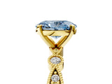 Yellow gold Fancy Blue Oval  Milgrain Bezel Diamond Engagement Ring with Solitaire Prong Setting_160