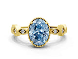 Yellow gold Fancy Blue Oval  Milgrain Marquise Diamond Twist Band Ring_67