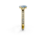 Yellow gold Fancy Blue Oval  Milgrain Pave Diamond Engagement Ring with Four-Prong Setting_149