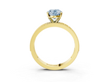 Yellow gold Fancy Blue Oval  Milgrain Pave Diamond Engagement Ring with Four-Prong Setting_150