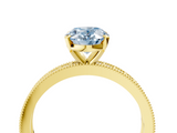 Yellow gold Fancy Blue Oval  Milgrain Pave Diamond Engagement Ring with Four-Prong Setting_151