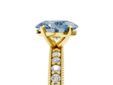 Yellow gold Fancy Blue Oval  Milgrain Pave Diamond Engagement Ring with Four-Prong Setting_152