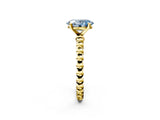Yellow gold Fancy Blue Oval  Solitaire Beaded Band Prong Setting Ring 2