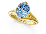 Yellow gold Fancy Blue Oval  Solitaire Beaded Band Six-Prong Setting_1
