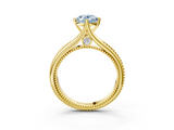Yellow gold Fancy Blue Oval  Solitaire Beaded Band Six-Prong Setting_3