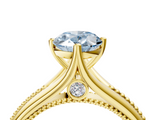 Yellow gold Fancy Blue Oval  Solitaire Beaded Band Six-Prong Setting_4