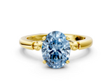 Yellow gold Fancy Blue Oval  Solitaire Beaded Band with Four-Prong Setting_41