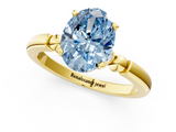 Yellow gold Fancy Blue Oval  Solitaire Beaded Band with Four-Prong Setting_42
