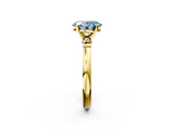 Yellow gold Fancy Blue Oval  Solitaire Beaded Band with Four-Prong Setting_43