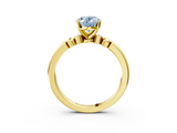 Yellow gold Fancy Blue Oval  Solitaire Beaded Band with Four-Prong Setting_44