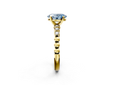 Yellow gold Fancy Blue Oval  Solitaire Bezel Accent Diamond Engagement Ring with Beaded Band and Four-Prong Setting_43