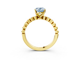 Yellow gold Fancy Blue Oval  Solitaire Bezel Accent Diamond Engagement Ring with Beaded Band and Four-Prong Setting_44