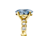 Yellow gold Fancy Blue Oval  Solitaire Bezel Accent Diamond Engagement Ring with Beaded Band and Four-Prong Setting_46
