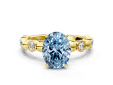 Yellow gold Fancy Blue Oval  Solitaire Bezel-Set Diamond Ring with Beaded Band and Four-Prong Setting_32
