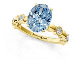 Yellow gold Fancy Blue Oval  Solitaire Bezel-Set Diamond Ring with Beaded Band and Four-Prong Setting_33