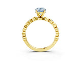 Yellow gold Fancy Blue Oval  Solitaire Bezel-Set Diamond Ring with Beaded Band and Four-Prong Setting_35